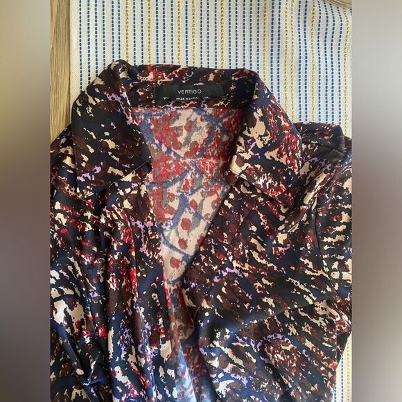 VERTIGO PARIS Women's Dress Size XS Wrap Printed Multicolored  Long Sleeve - Picture 9 of 9